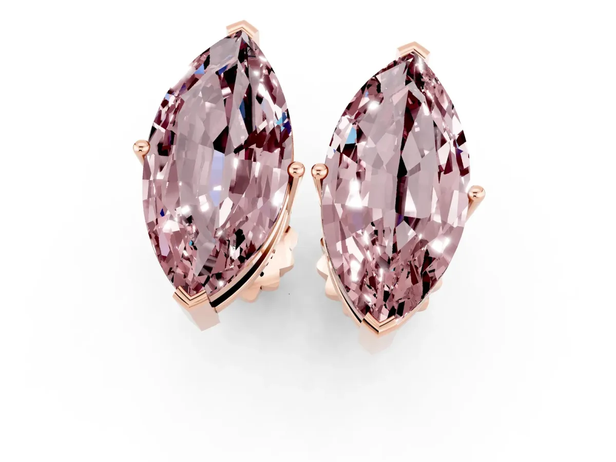Marquise Cut Morganite Stud Earrings Rose gold