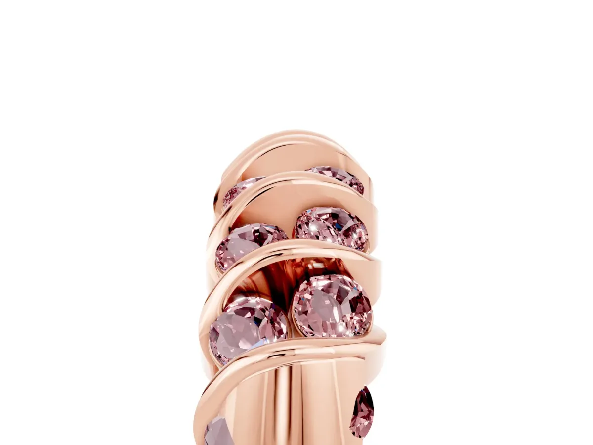 Channel Set Round Morganite Multi-Row Band Rose gold