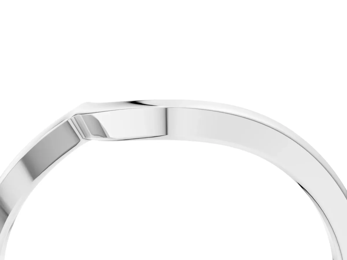 Curved Solitaire Band with Round Stone Setting White gold