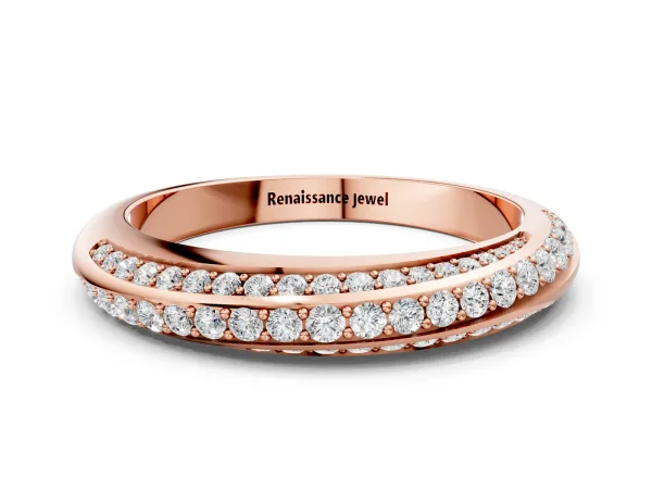 Double Row Pavé Round Diamond Channel Set Band Rose gold