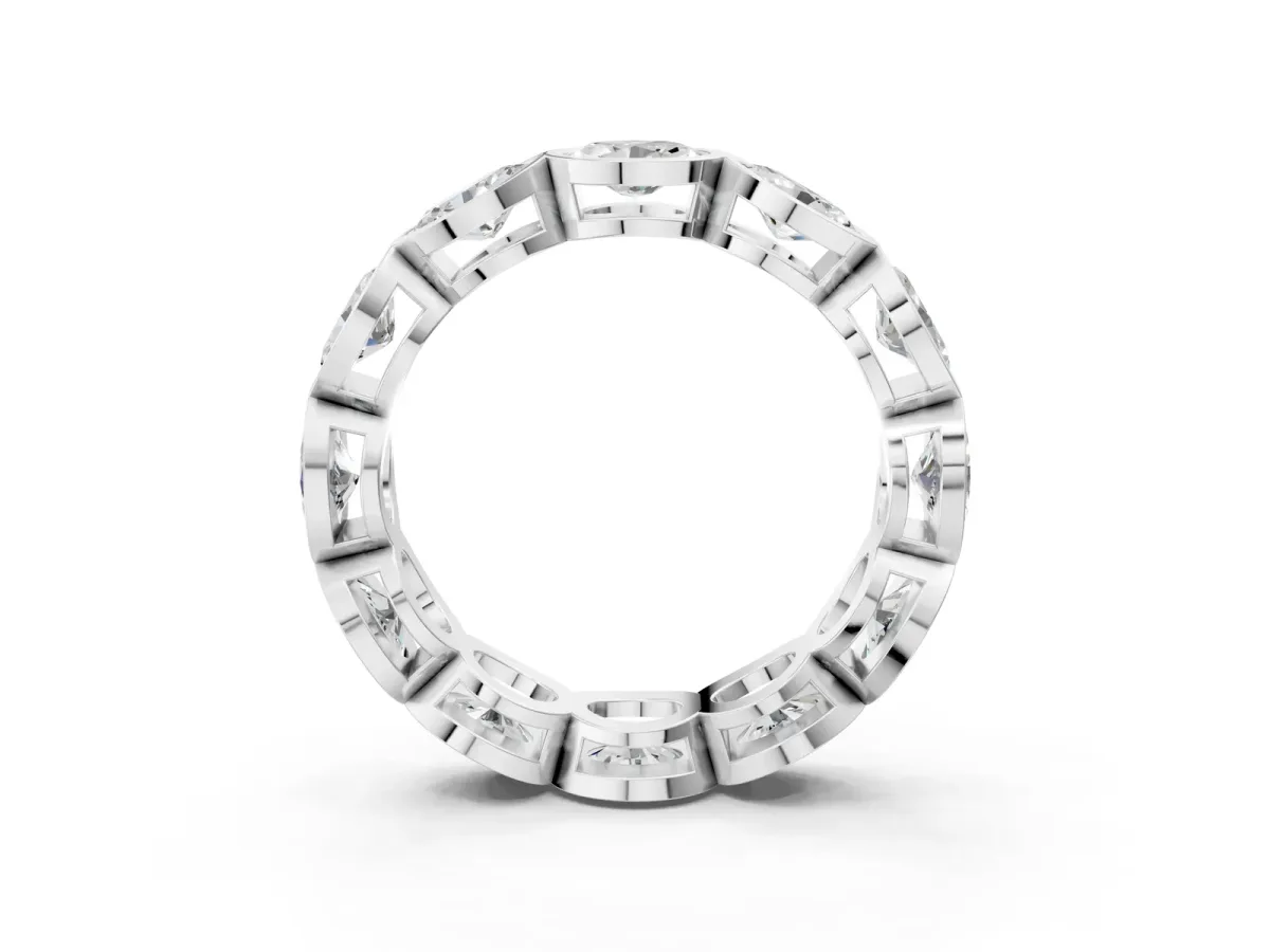 Oval Diamond Bezel Set Eternity Wedding Band Platinum