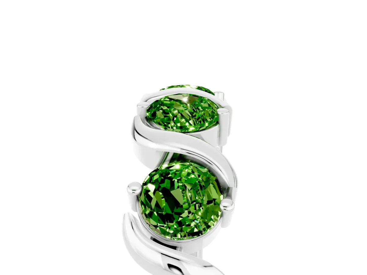 Six-Stone Round Peridot Wave Band with Shared Prong Setting Silver
