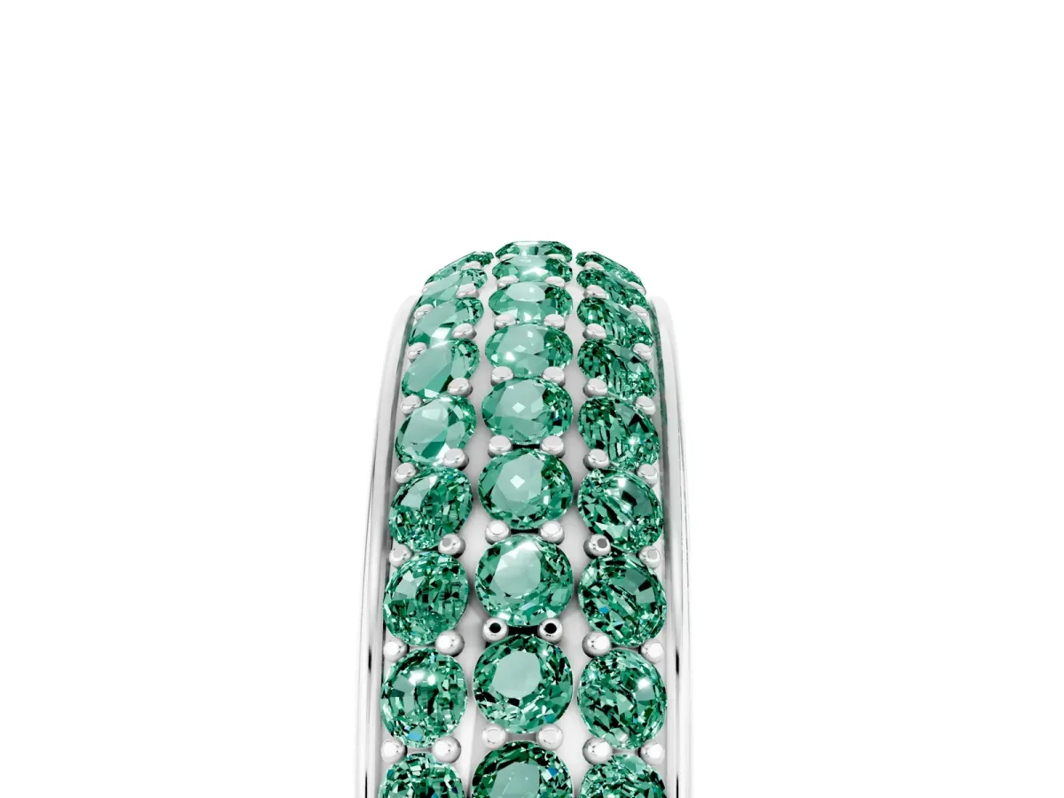 Three-Row Round Green Sapphire Eternity Band with Shared Prong Setting Platinum
