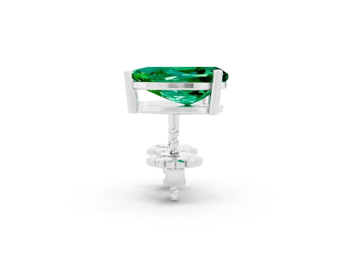 Pear Cut Emerald Stud Earrings White gold