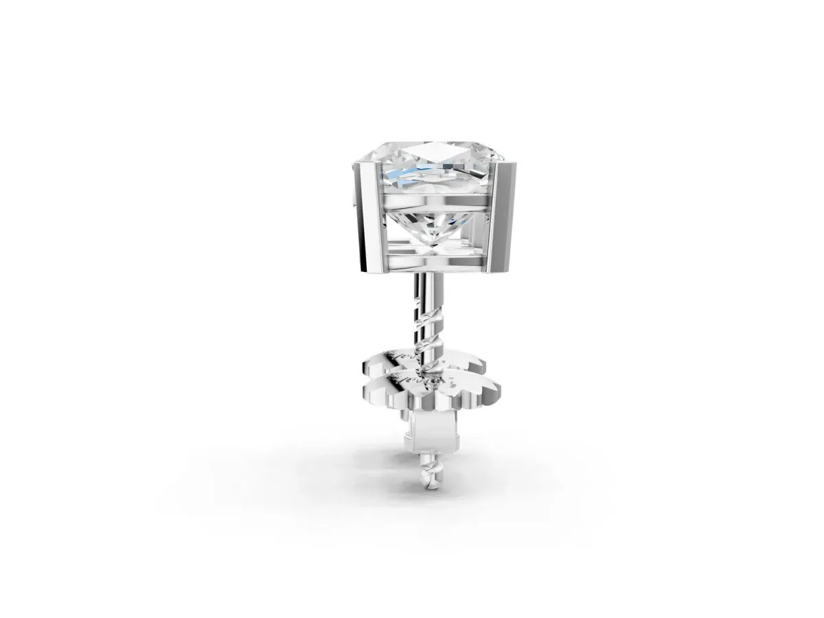 Cushion Cut Diamond Stud Earrings Platinum