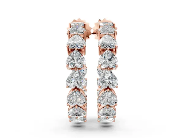 Heart Diamond Huggie Hoop Earrings Rose gold
