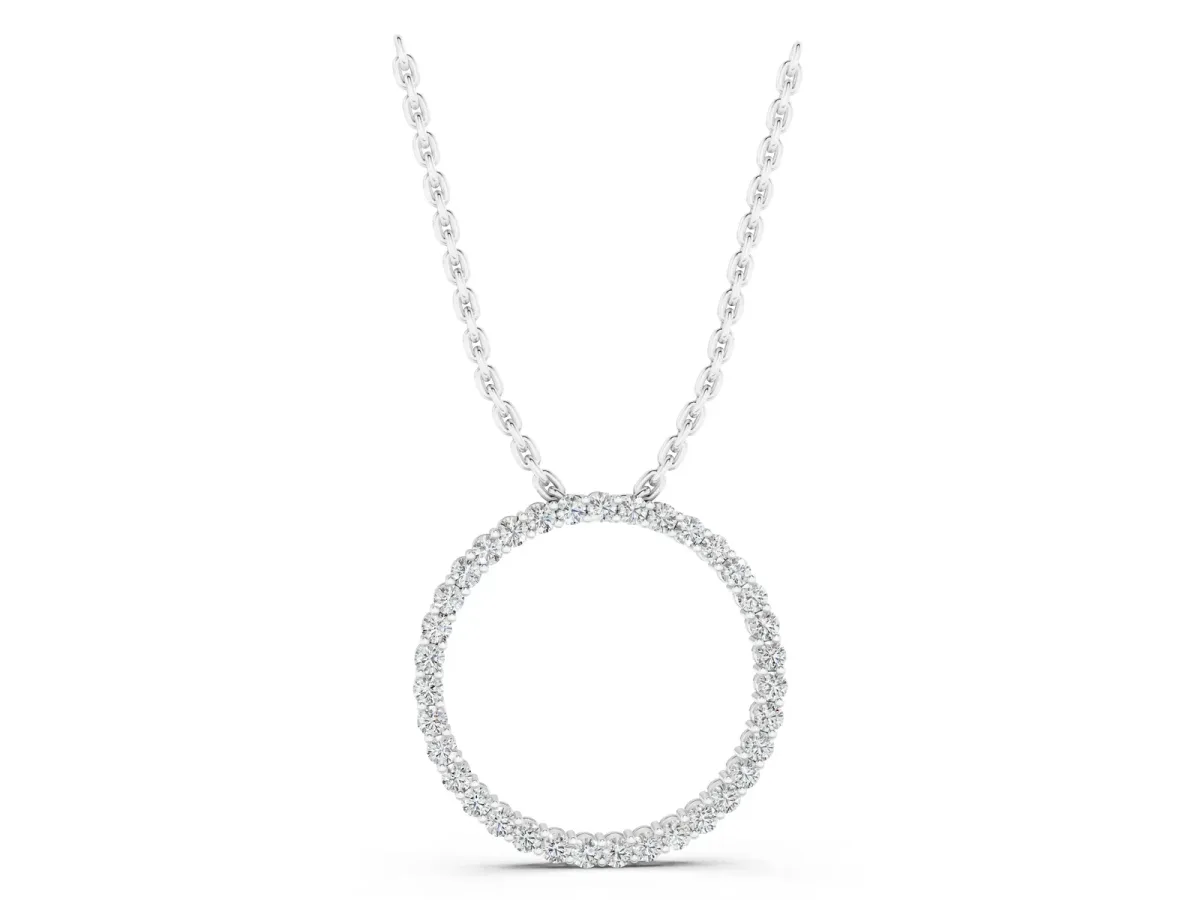 Round Diamond Prong-Set Eternity Pendant Silver