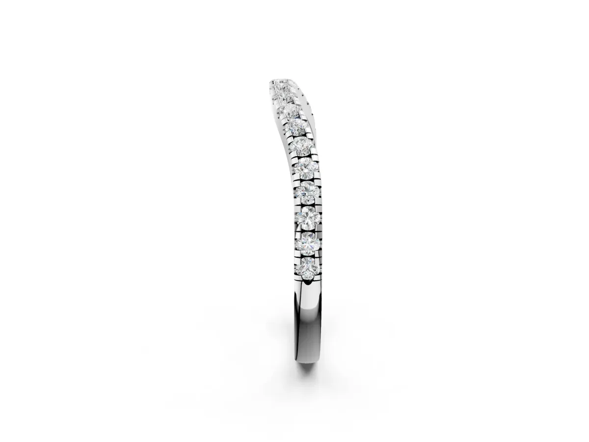 Round Diamond Pavé Half Eternity Band with Shared Prong Setting Silver