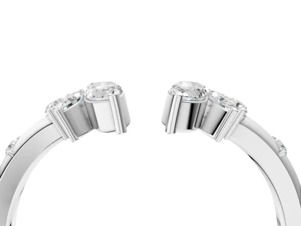 Open Marquise Cluster Diamond Band with Prong Setting Silver