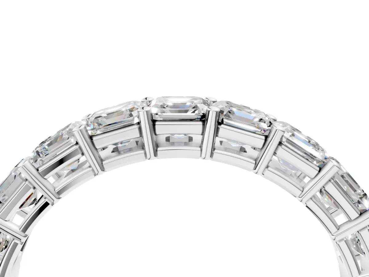 Asscher Cut Half Eternity Band with Shared Prong Setting Platinum