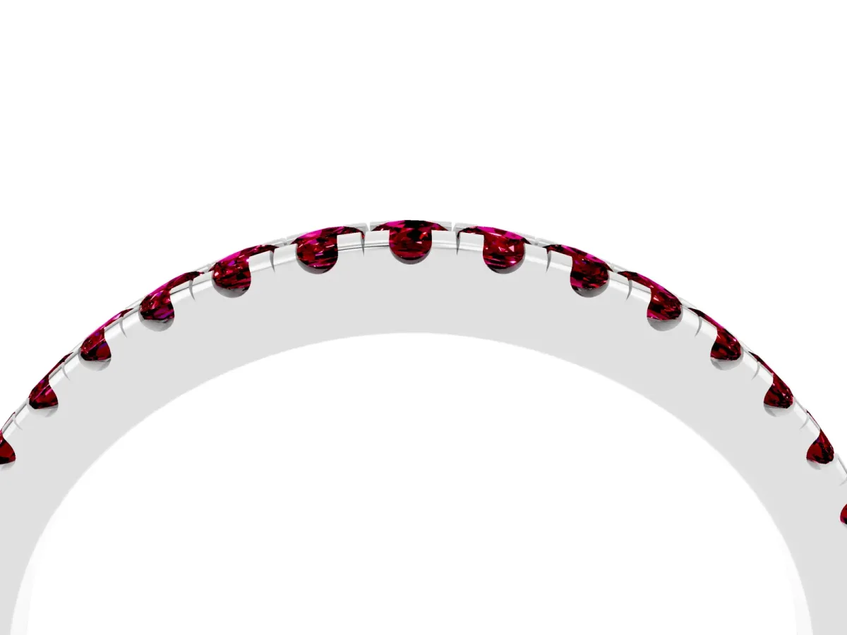 Round Garnet Pavé Half Eternity Band with Shared Prong Setting Platinum