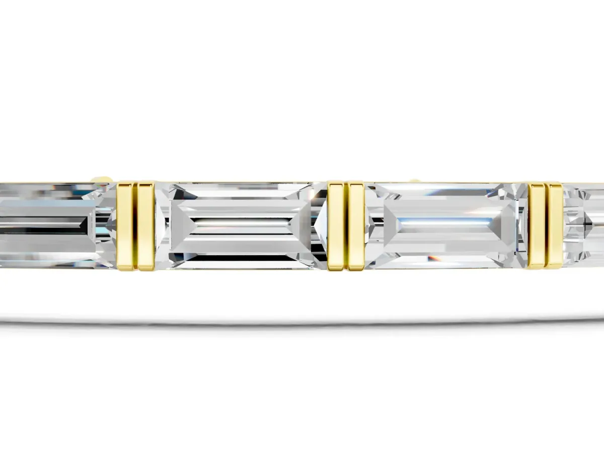 Baguette Cut Diamond Bar Set Tennis Bracelet Yellow gold
