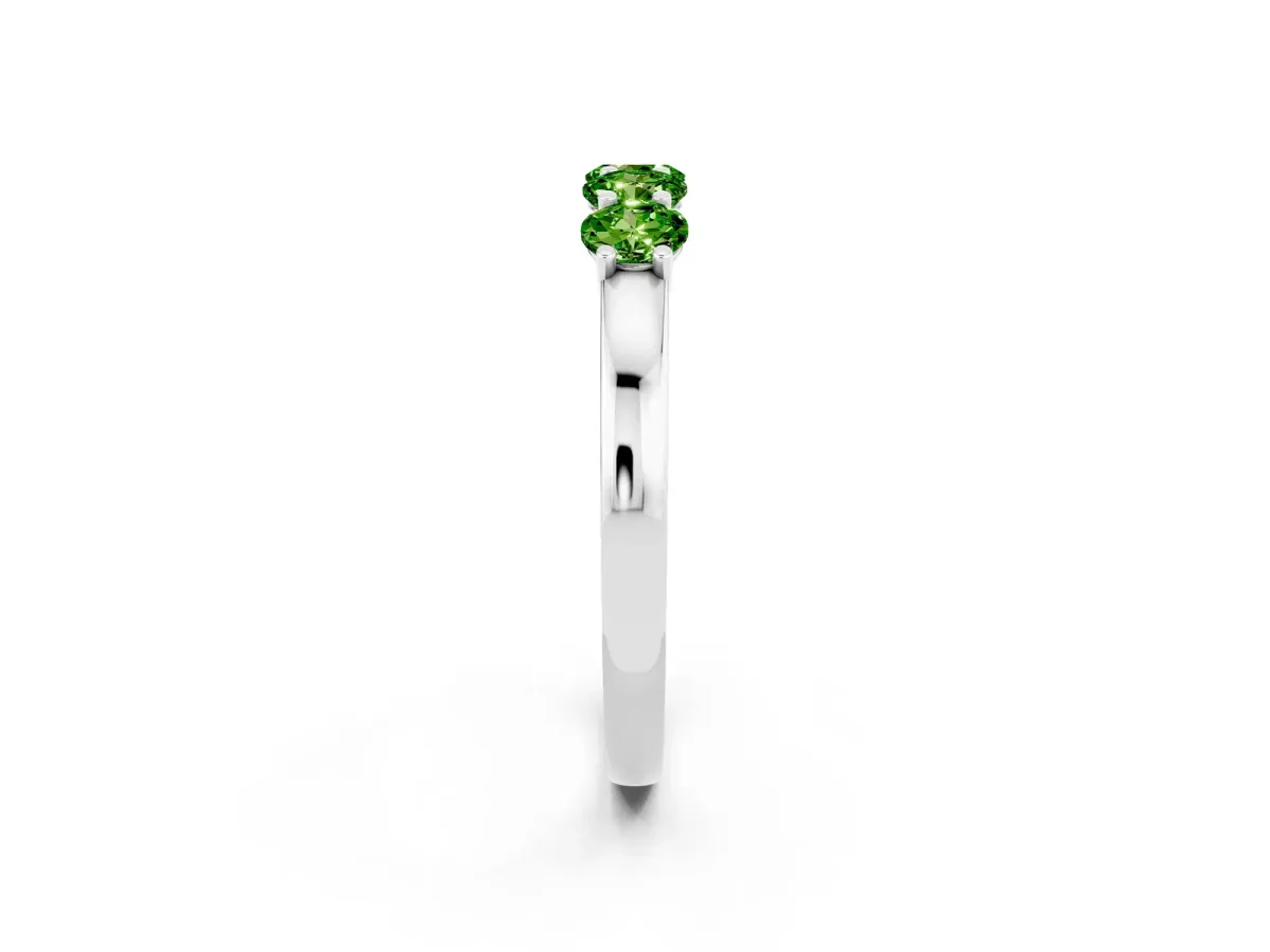 Four-Stone Round Peridot Prong-Set Band Silver