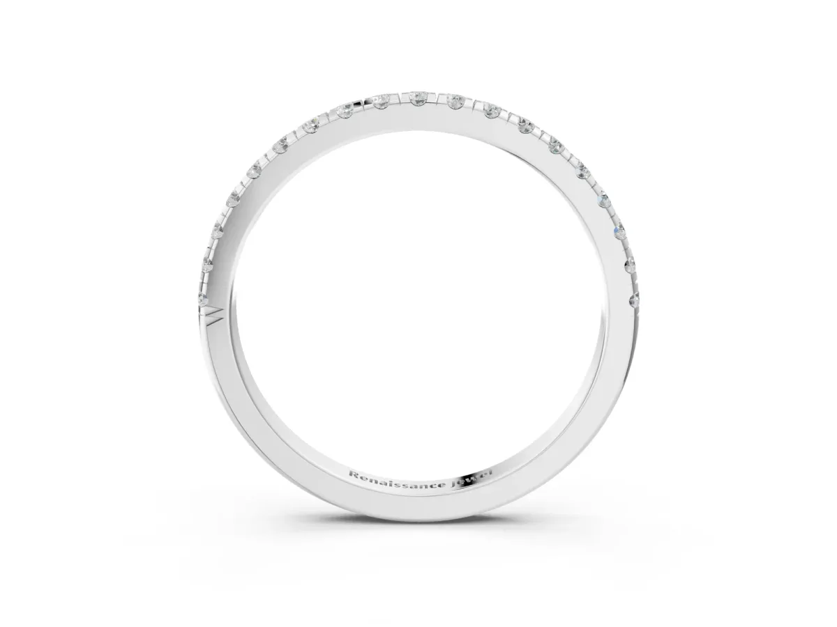 Pavé Round Diamond Half Eternity Band with Shared Prong Setting Platinum