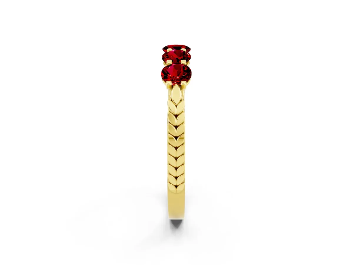 Five-Stone Round Ruby Prong-Set Band Yellow gold