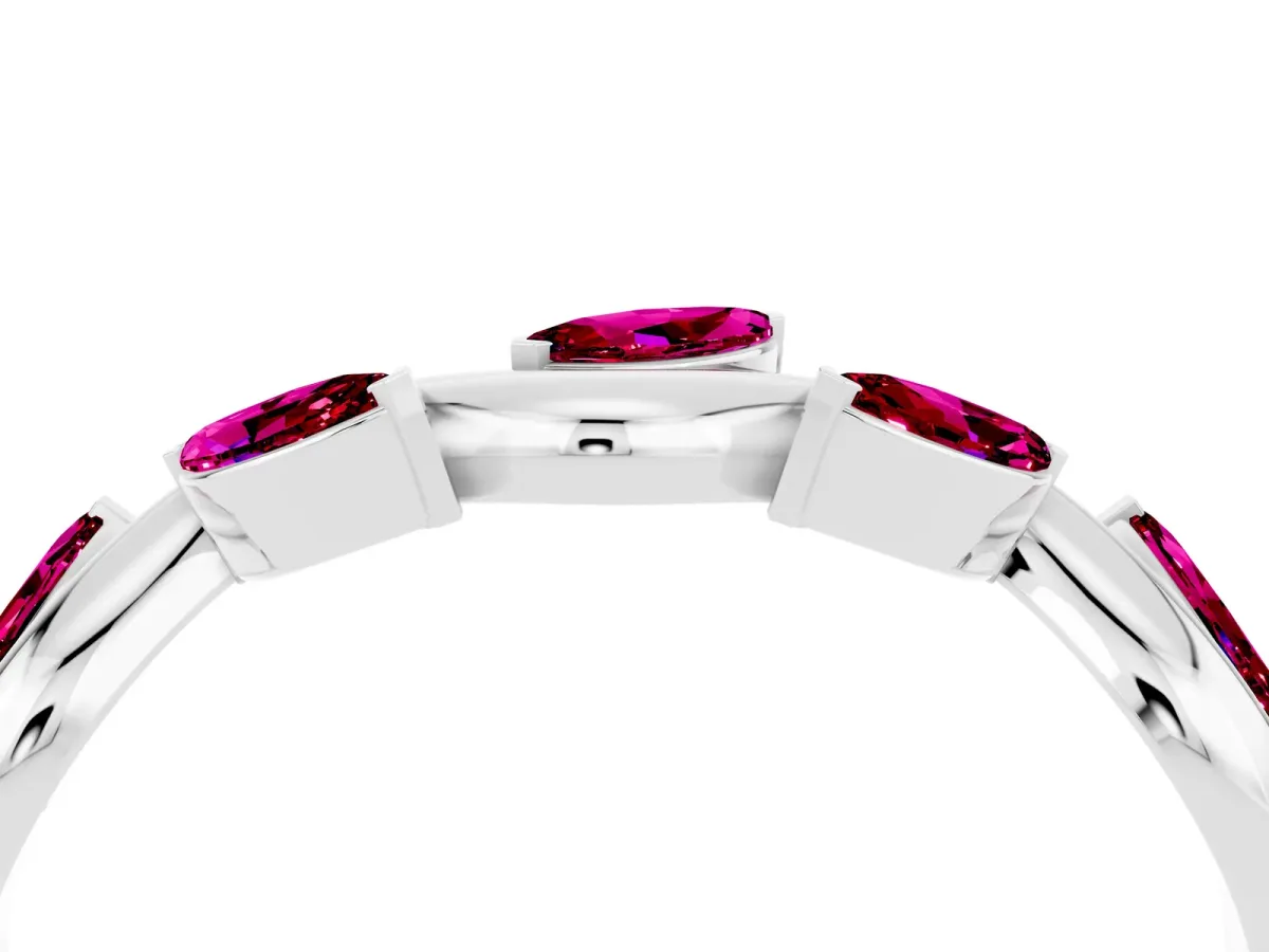 Marquise Garnet Twisted Band with Prong Setting Platinum
