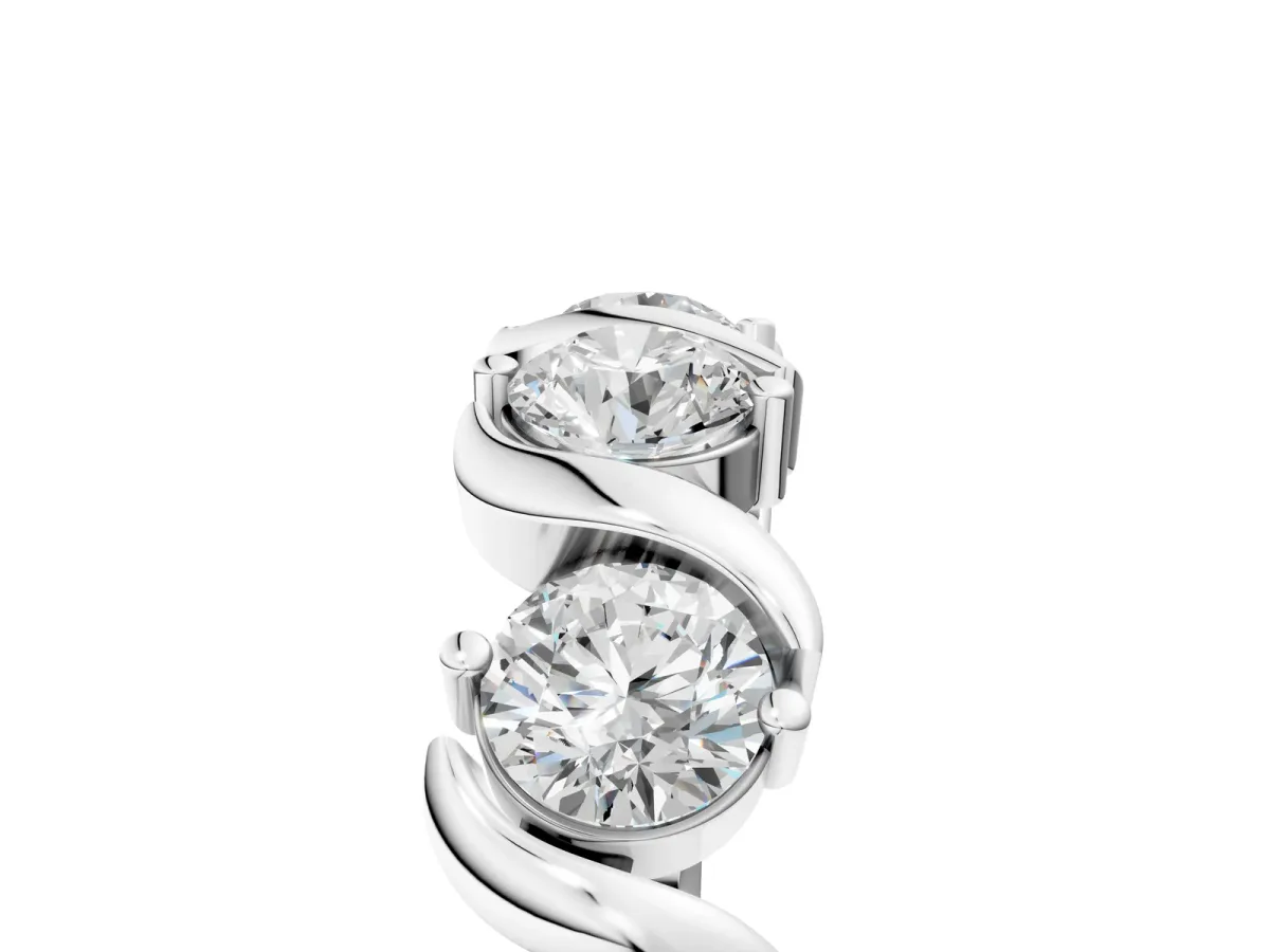 Six-Stone Round Diamond Wave Band with Shared Prong Setting Silver