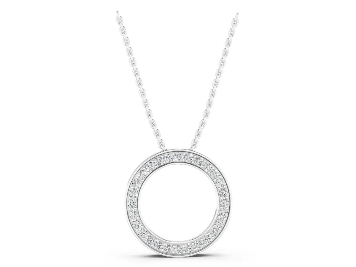 Round Diamond Pavé Circle Pendant White gold