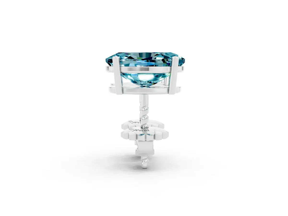 Oval Cut Blue Topaz Stud Earrings White gold