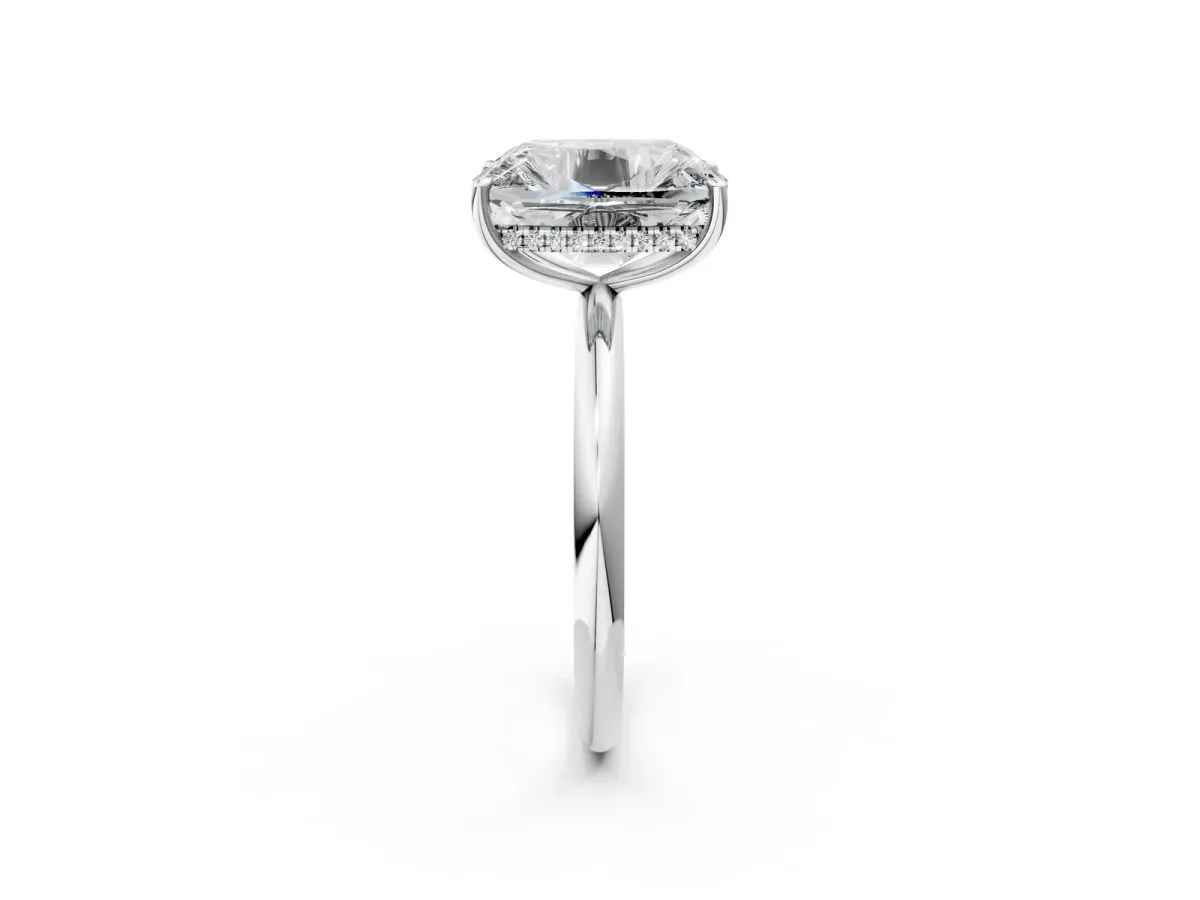 Old Mine Elongated Cushion Diamond Classic Band Four Prong Solitaire Ring Silver