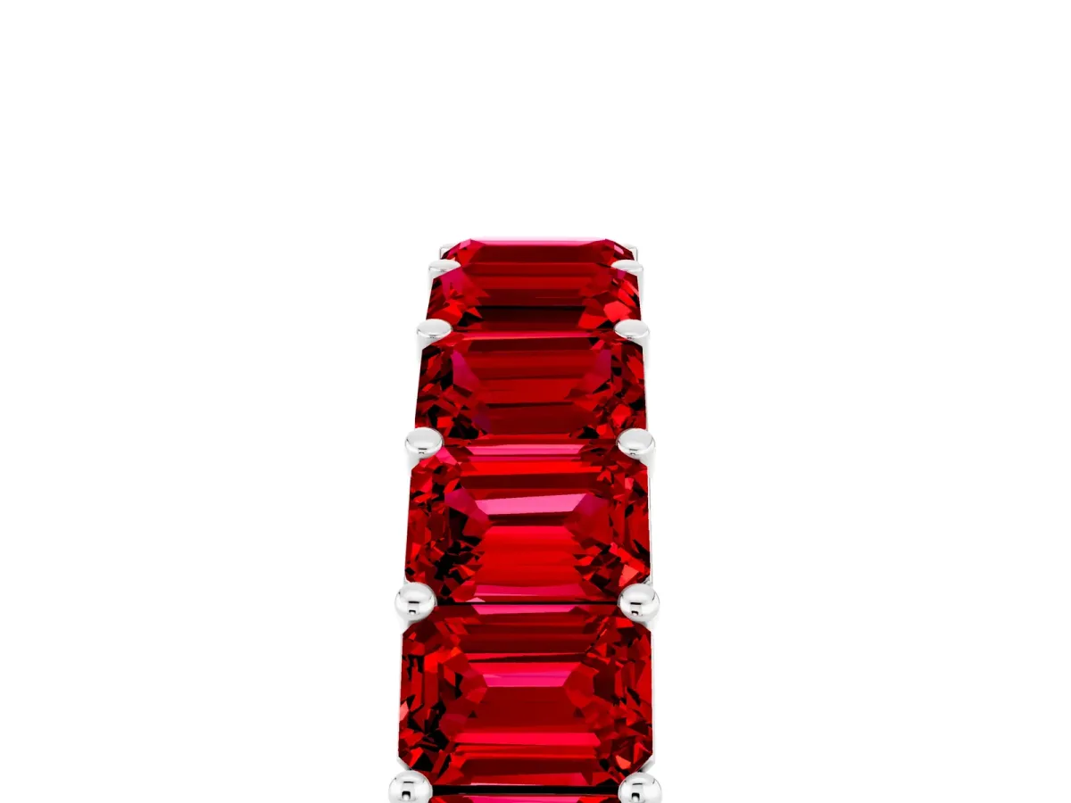 Emerald Cut Ruby Eternity Band with Shared Prong Setting White gold