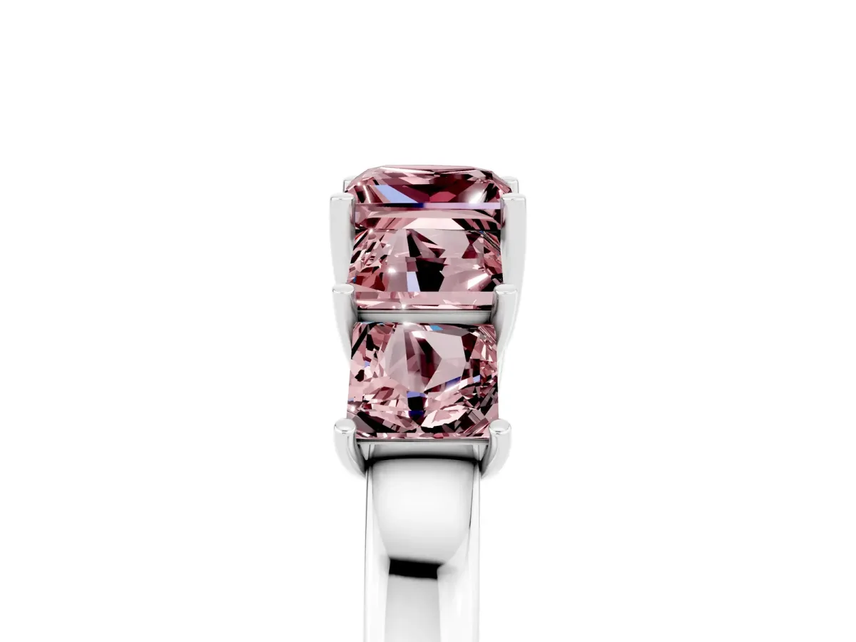 Princess Cut Five-Stone Morganite Ring with Classic Prong Setting Platinum
