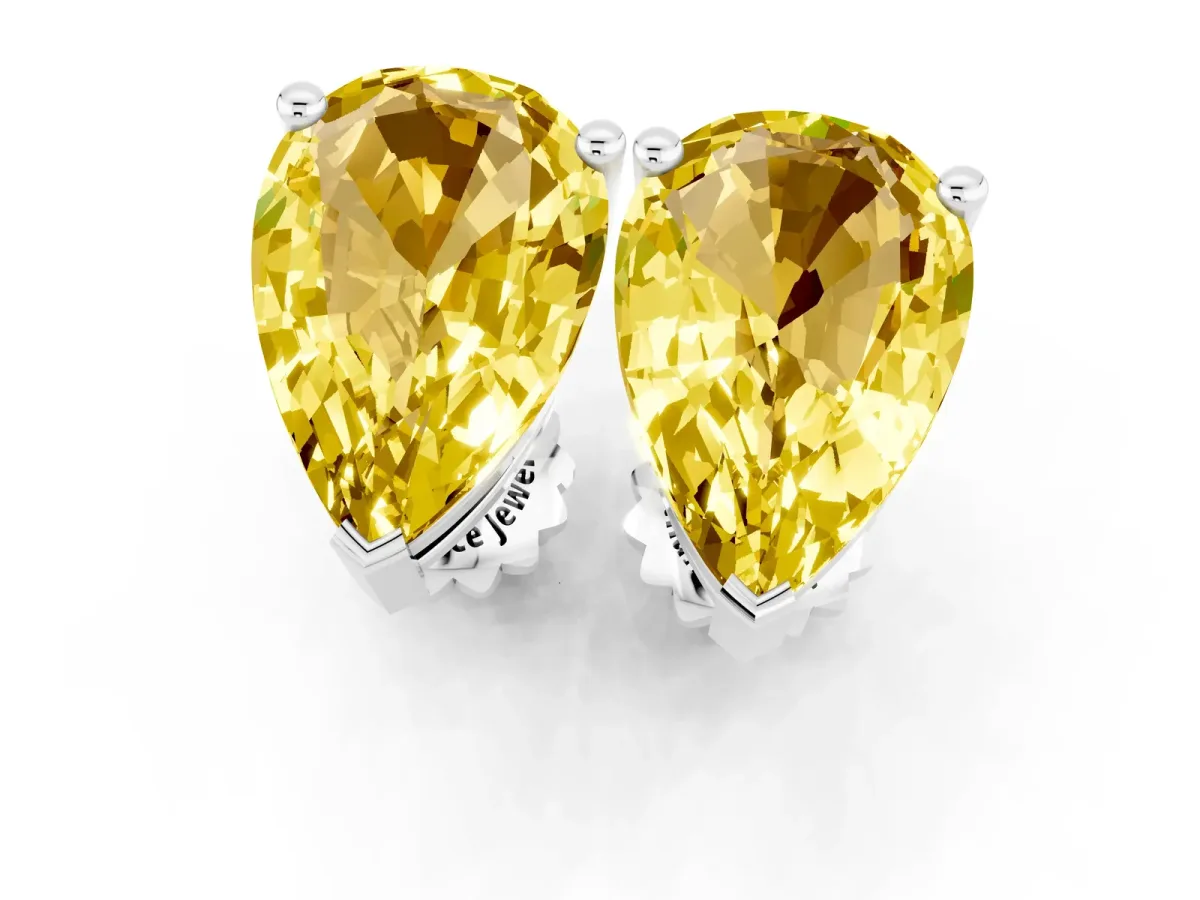 Pear Cut Yellow Sapphire Stud Earrings Platinum