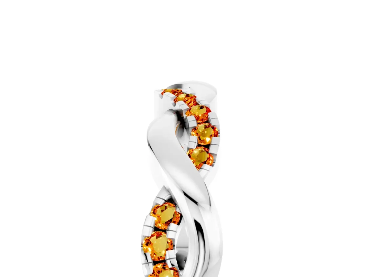 Round Citrine Twist Eternity Band with Pavé Setting Silver