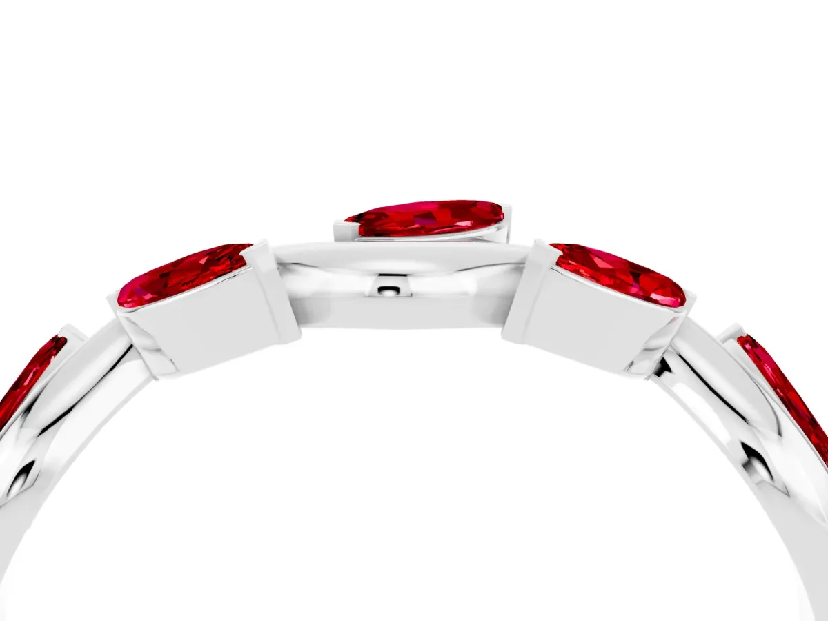 Marquise Ruby Twisted Band with Prong Setting Silver