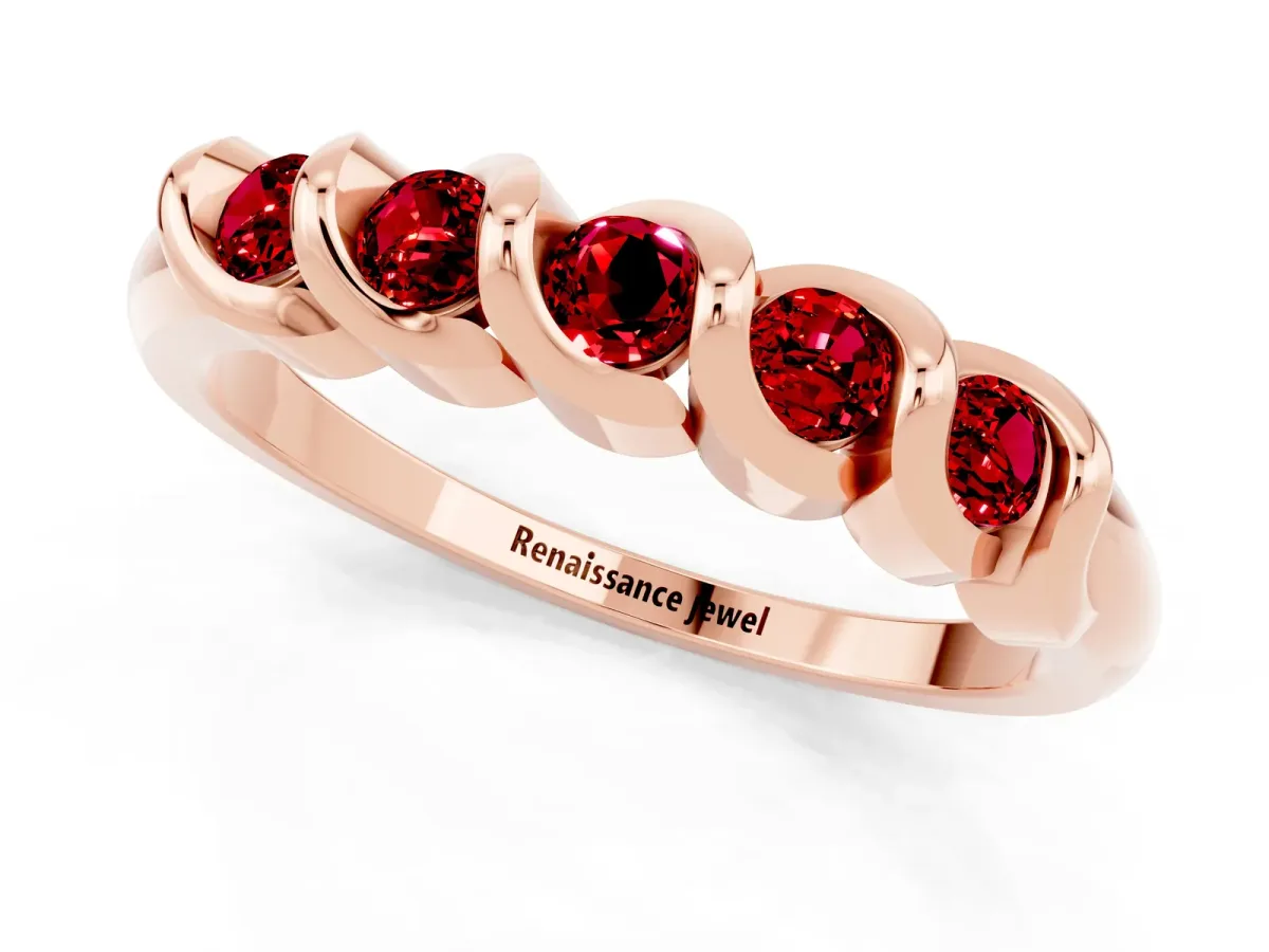 Round Ruby Eternity Band with Twist Prong Setting Rose gold