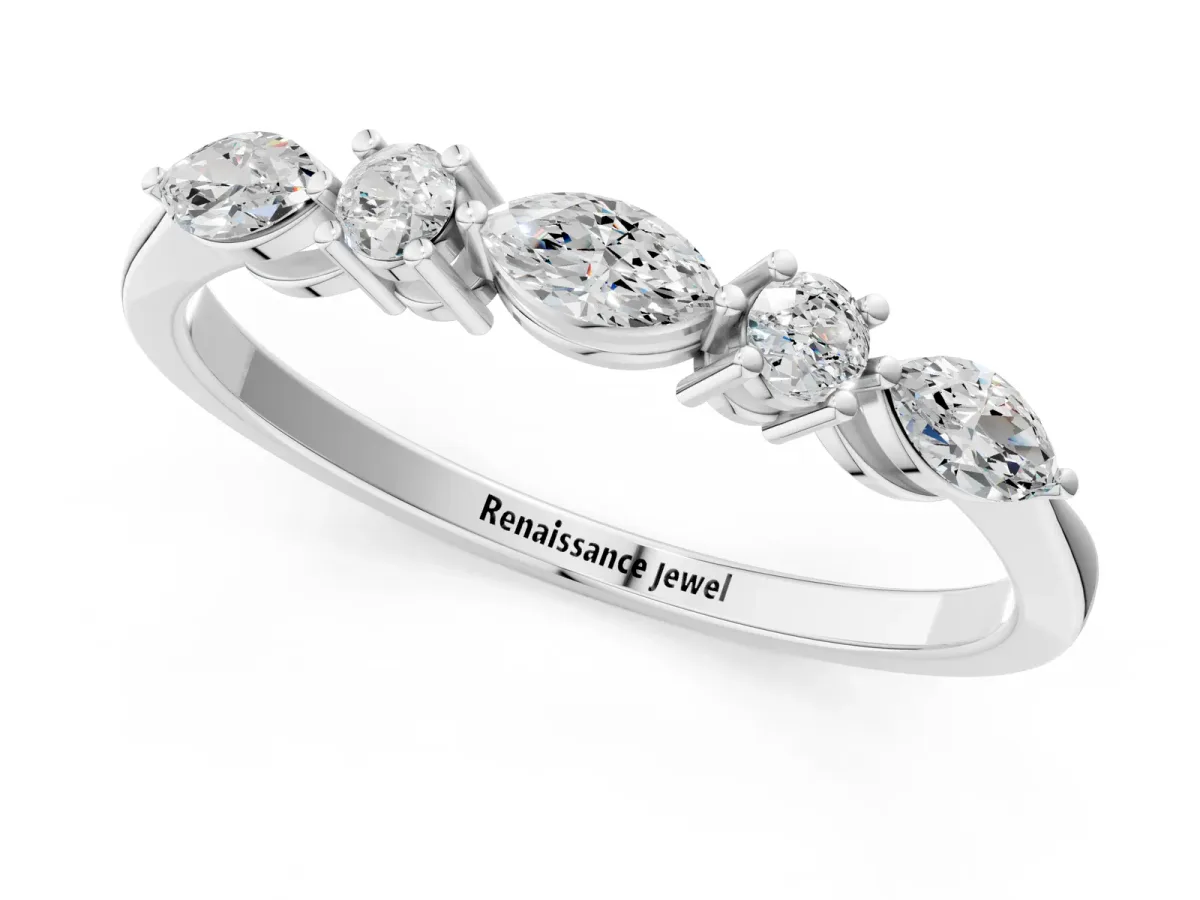 Prong Set Round Diamond Half-Eternity Band Silver