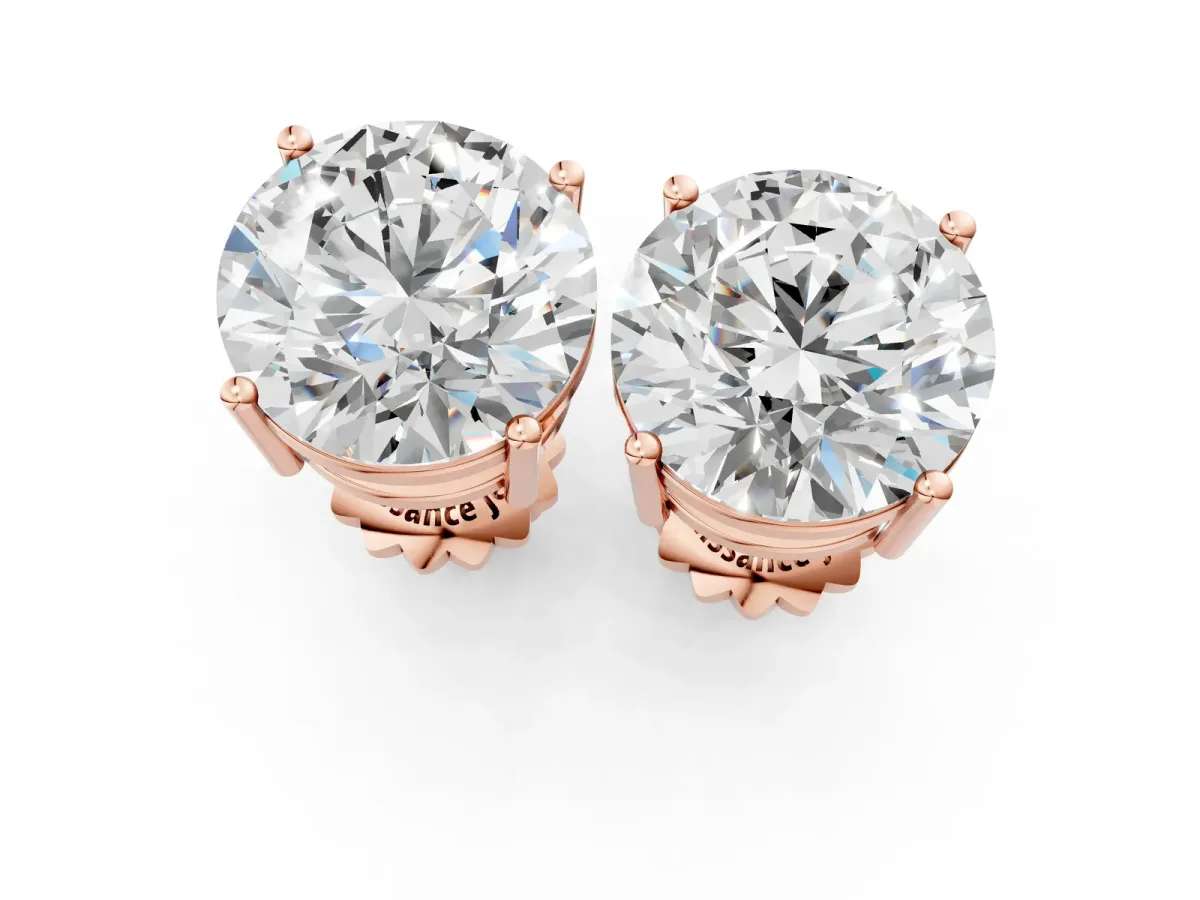 Round Cut Diamond Stud Earrings Rose gold