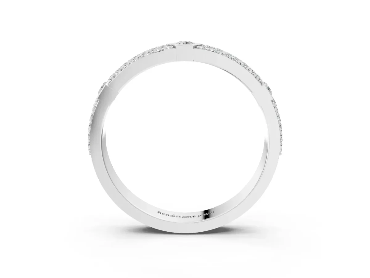Round Diamond Pavé Promise Ring with Round Diamond Accents Platinum