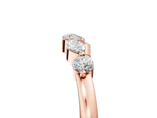 Round and Marquise Diamond Half Eternity Band with Prong Setting Rose gold