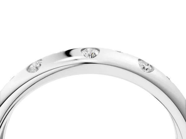 Round Diamond Flush-Set Comfort Fit Band White gold