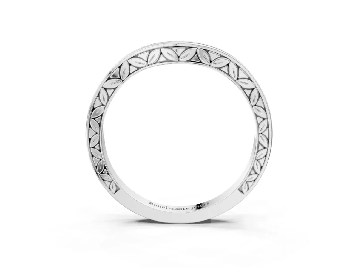 Round Cut Channel Set Wave Band with Pavé Setting Silver