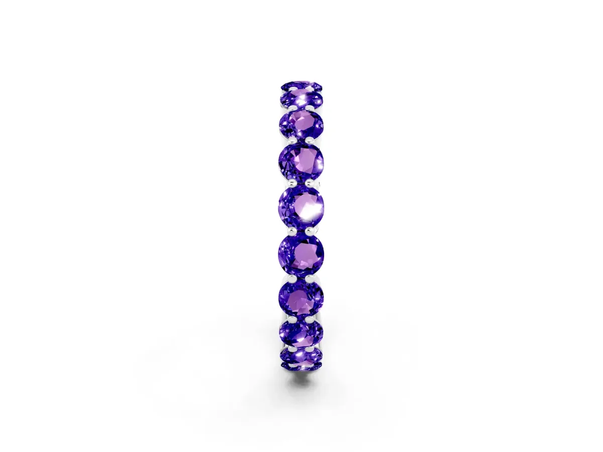 Round Tanzanite Eternity Band with U-Prong Setting Platinum