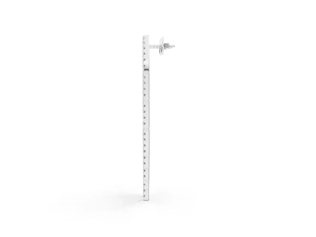 Round Diamond Pavé Waterfall Drop Earrings Silver
