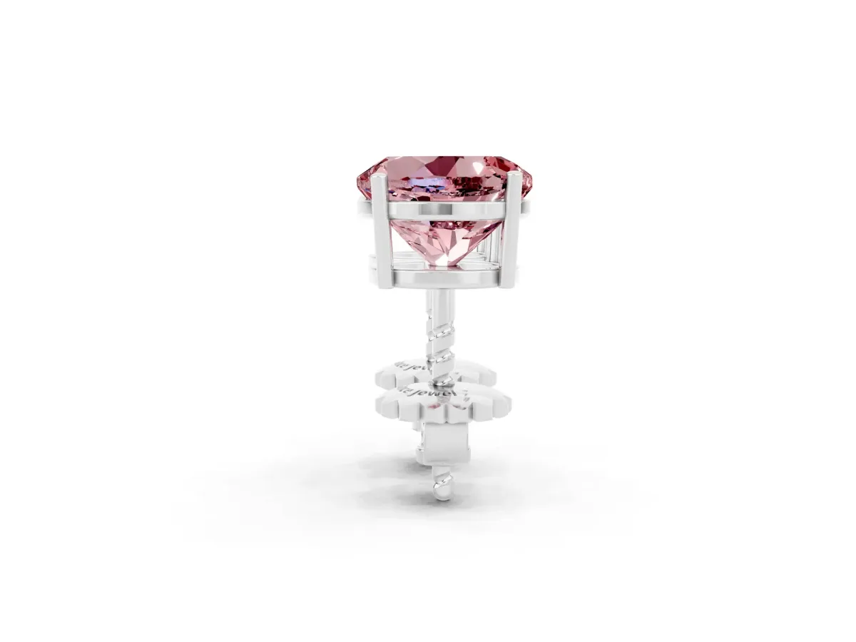 Round Cut Morganite Stud Earrings Platinum