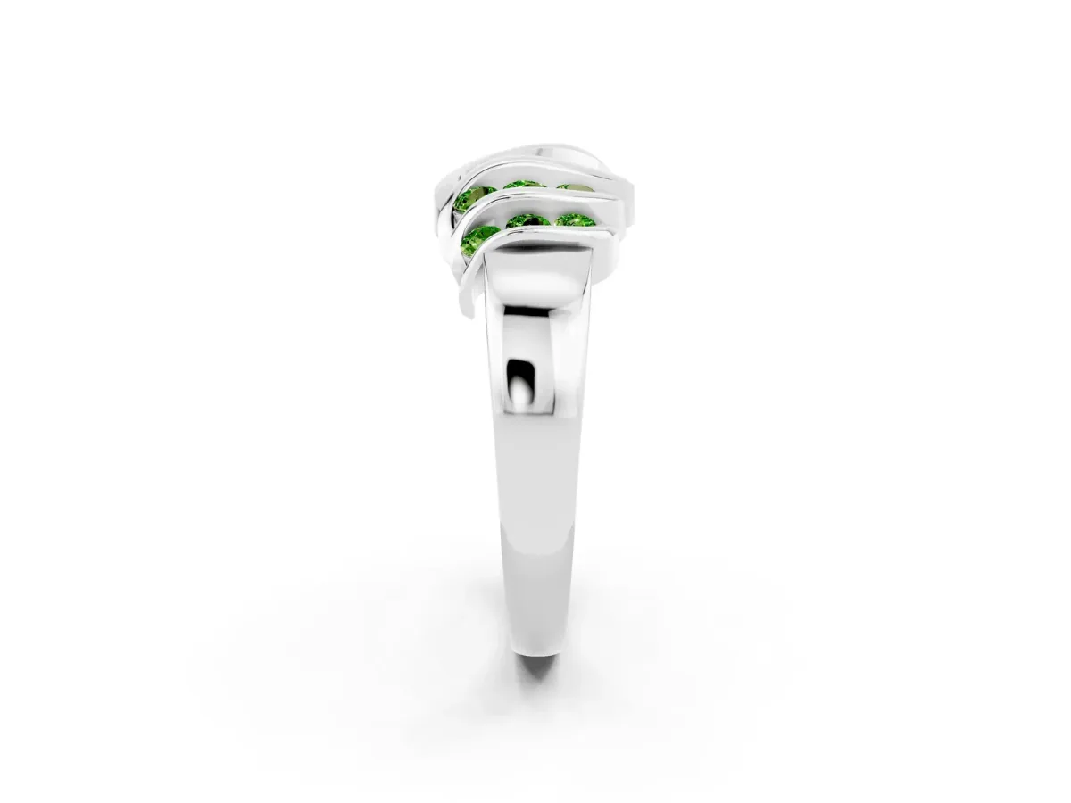 Round Peridot Multi-Row Crossover Band Silver