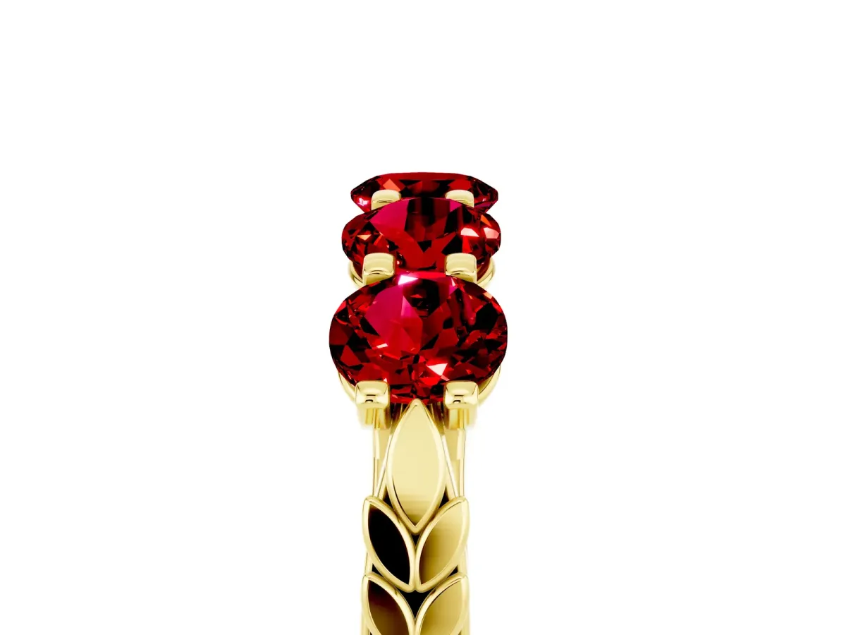 Five-Stone Round Ruby Prong-Set Band Yellow gold