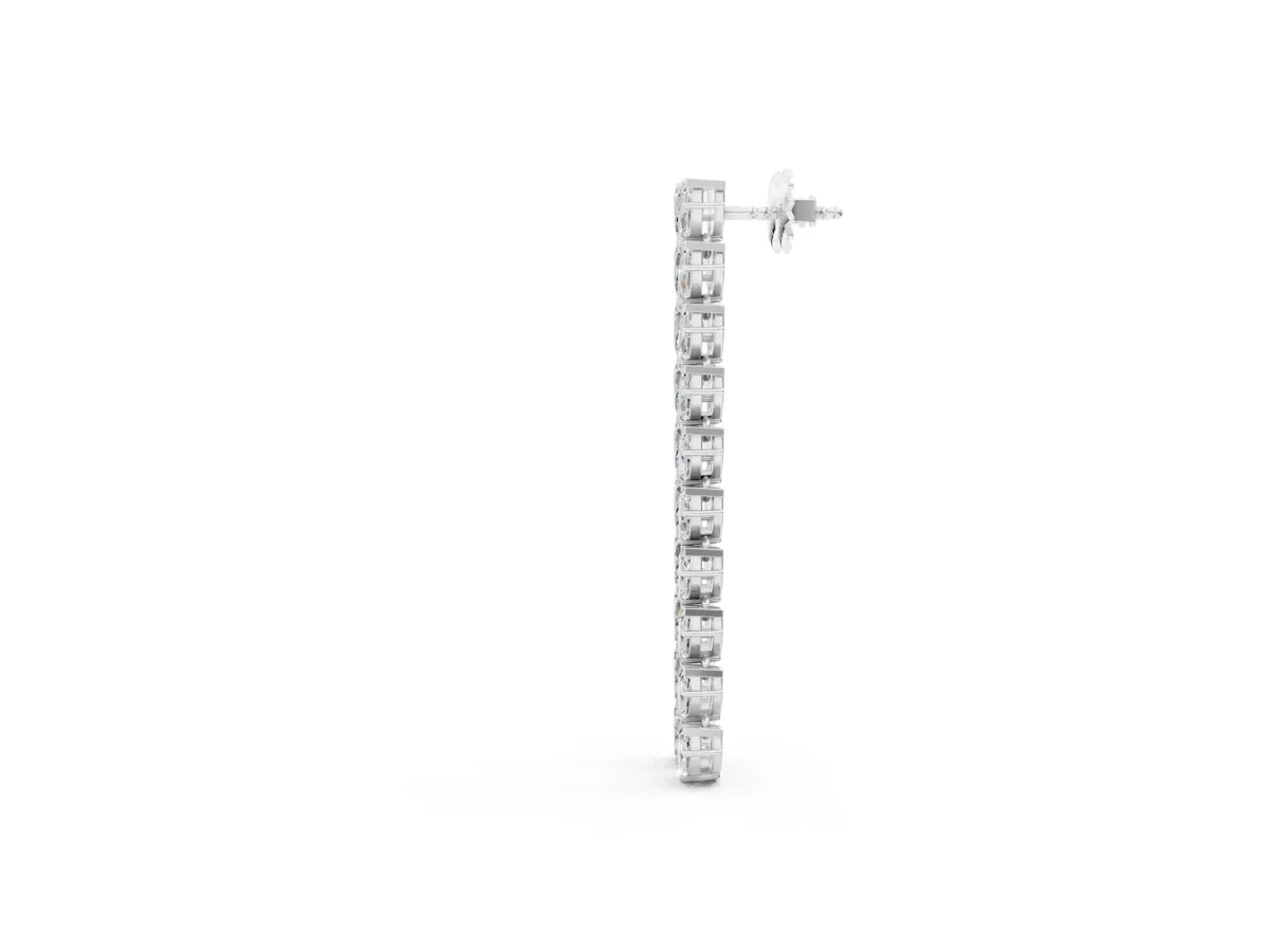 Marquise Diamond Linear Dangle Earrings Silver