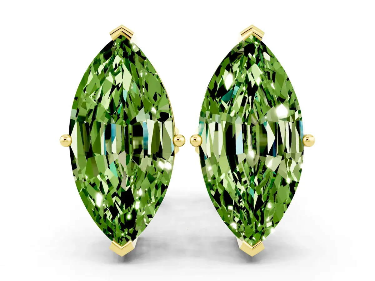Marquise Cut Peridot Stud Earrings Yellow gold