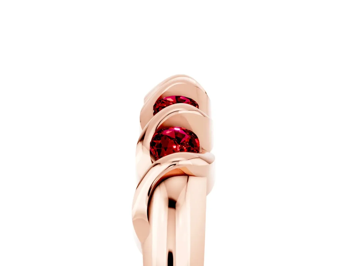 Round Ruby Eternity Band with Twist Prong Setting Rose gold