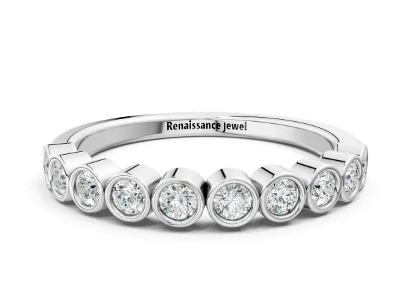 Bezel Set Round Diamond Eternity Band White gold
