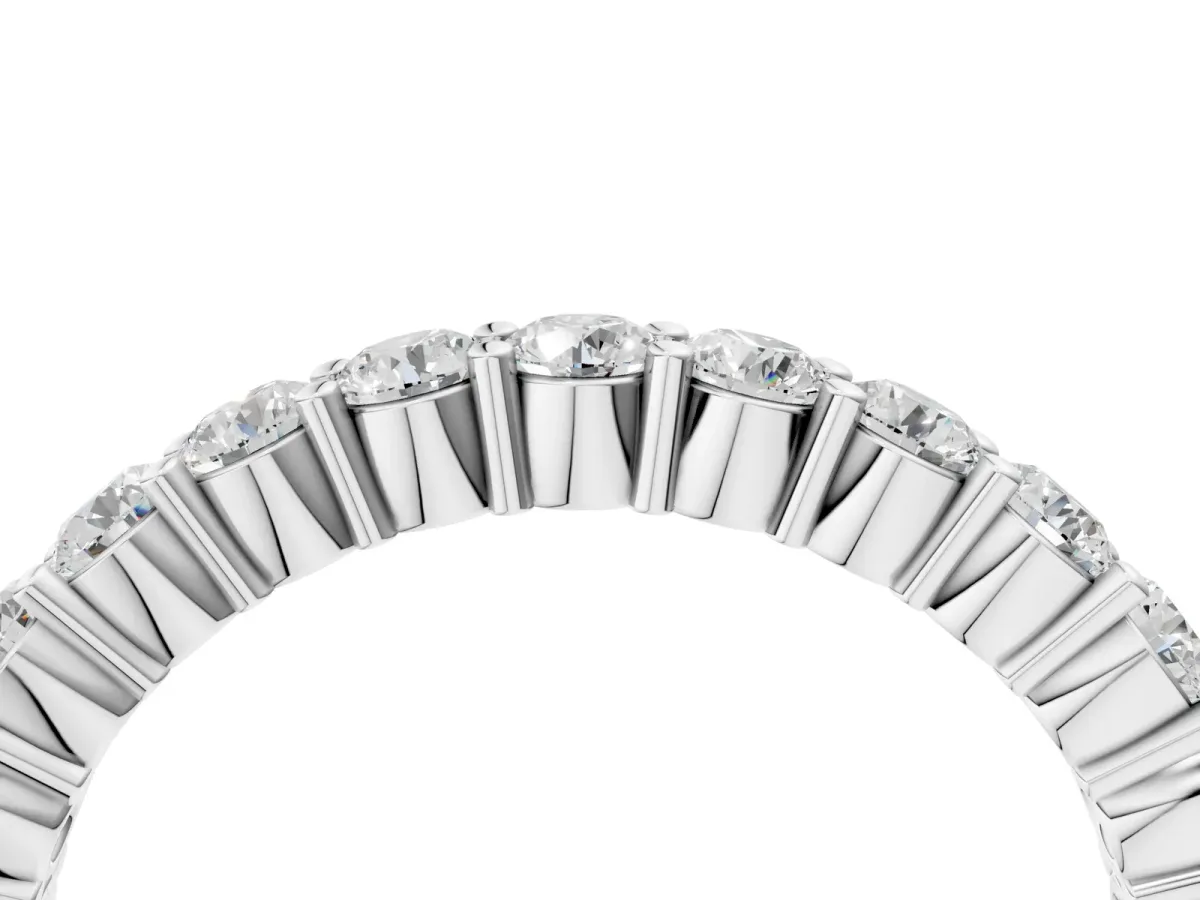 Alternating Round Diamond Promise Ring with Round Diamond Accents White gold