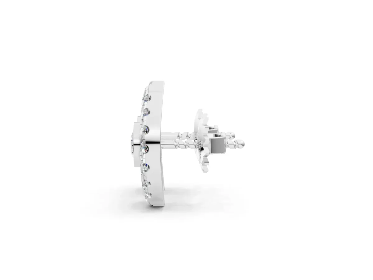 Round Diamond Evil Eye Stud Earrings White gold