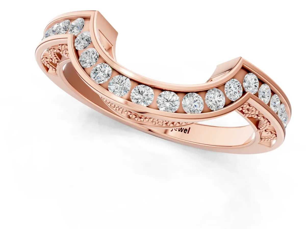 Round Channel-Set Diamond Contour Band Rose gold