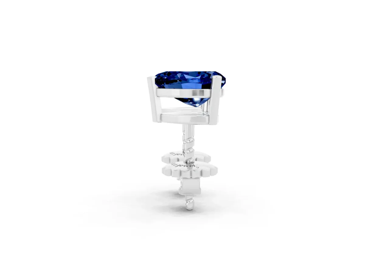 Heart Cut Blue Sapphire Stud Earrings White gold