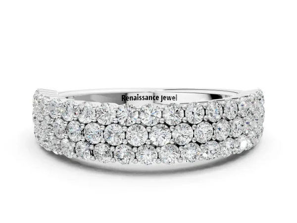 Round Diamond Checkerboard Pavé Promise Ring with Round Diamond Accents White gold